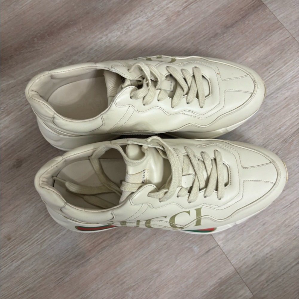 Gucci Cream Leather Sneaker with Subtle Logo Detail